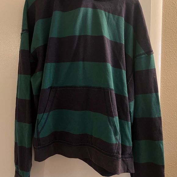 We The Free Green and Navy Blue Striped Hoodie - Picture 1 of 3